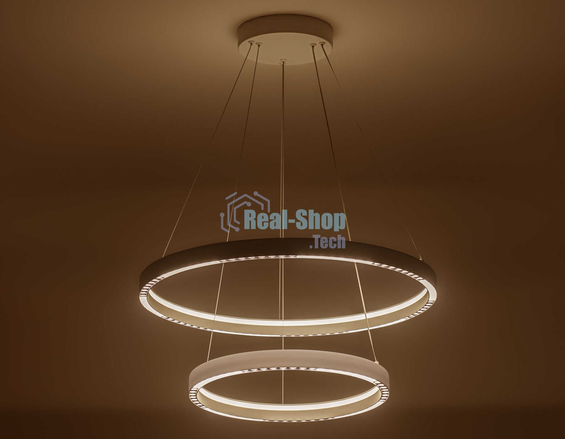 Подвесной светодиодный светильник Ambrella light FL5862/2 WH белый 45W 3000K/4200K/6400K D600/400*830 (без ПДУ)