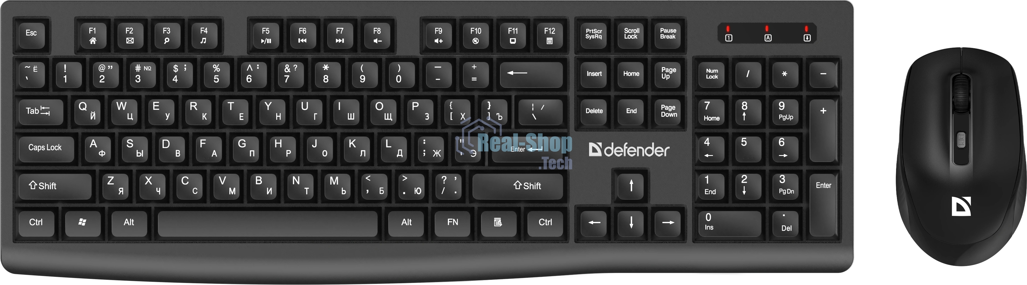 Комплект клавиатура+мышь Defender C-972 беспроводной, USB, 1600 DPI, черный