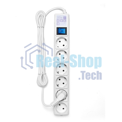 Фильтр-удлинитель PowerCube (SPG(5+1)-16B-3M) 6 розеток, 3м,16А/3,5 кВт, белый