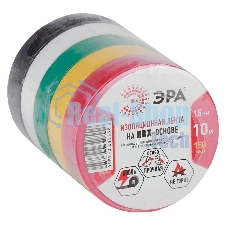 Изолента ПВХ 15 ммх10м 5 цветов (уп.5шт) ЭРА C0038781