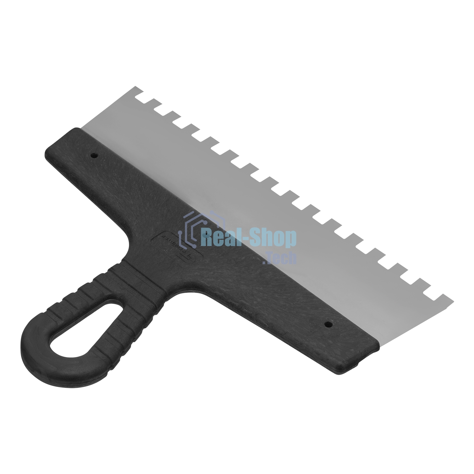 Шпатель из нержавеющей стали Сибртех 250 мм, зуб 8х8 мм, пластмассовая ручка