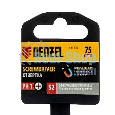 Отвертка Denzel PH1х75 мм, S2, 3к рукоятка