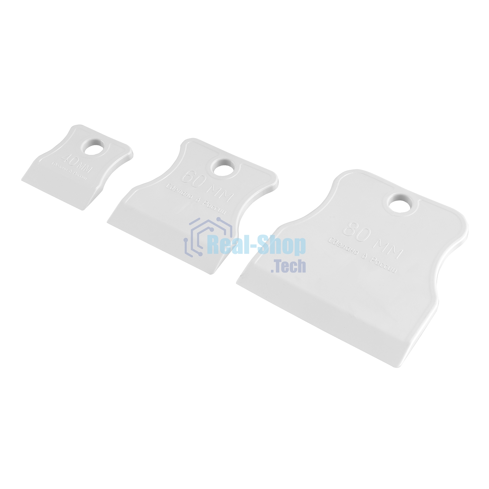 Набор шпателей Sparta 40-60-80 мм, белая резина, 3 шт.