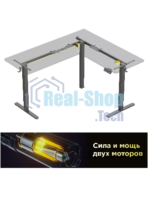 Стол компьютерный Cactus угловой подъемный столешница МДФ черный каркас черный 1600х1400х720х1180 мм (CS-EDXL-BBK)