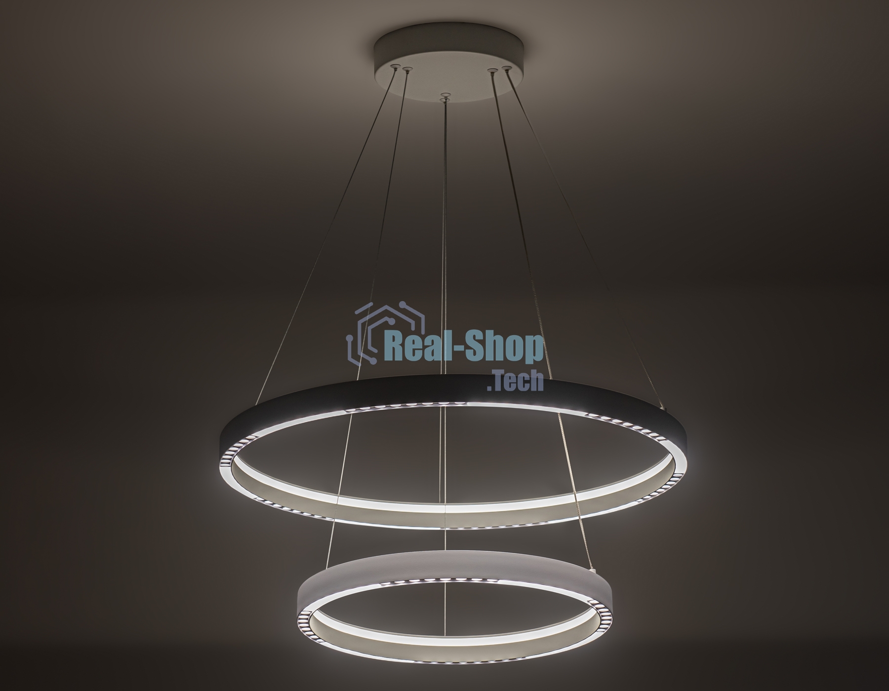 Подвесной светодиодный светильник Ambrella light FL5862/2 WH белый 45W 3000K/4200K/6400K D600/400*830 (без ПДУ)