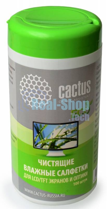 Салфетки Cactus CS-T1001E для экранов и оптики туба 100шт влажные