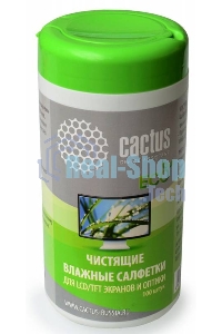 Салфетки Cactus CS-T1001E для экранов и оптики туба 100шт влажные
