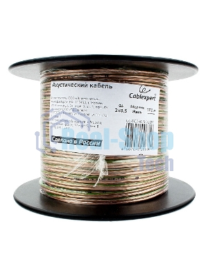 Акустический кабель Cablexpert CC-TC2x0,5-100M, прозрачный, 100 м, на катушке