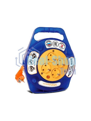 Удлинитель 4х10 м с заземл. 10А IP20 У10-015 термо ПВС 3х0.75 в закрытом корпусе защ. шторки UNIVersal 1671