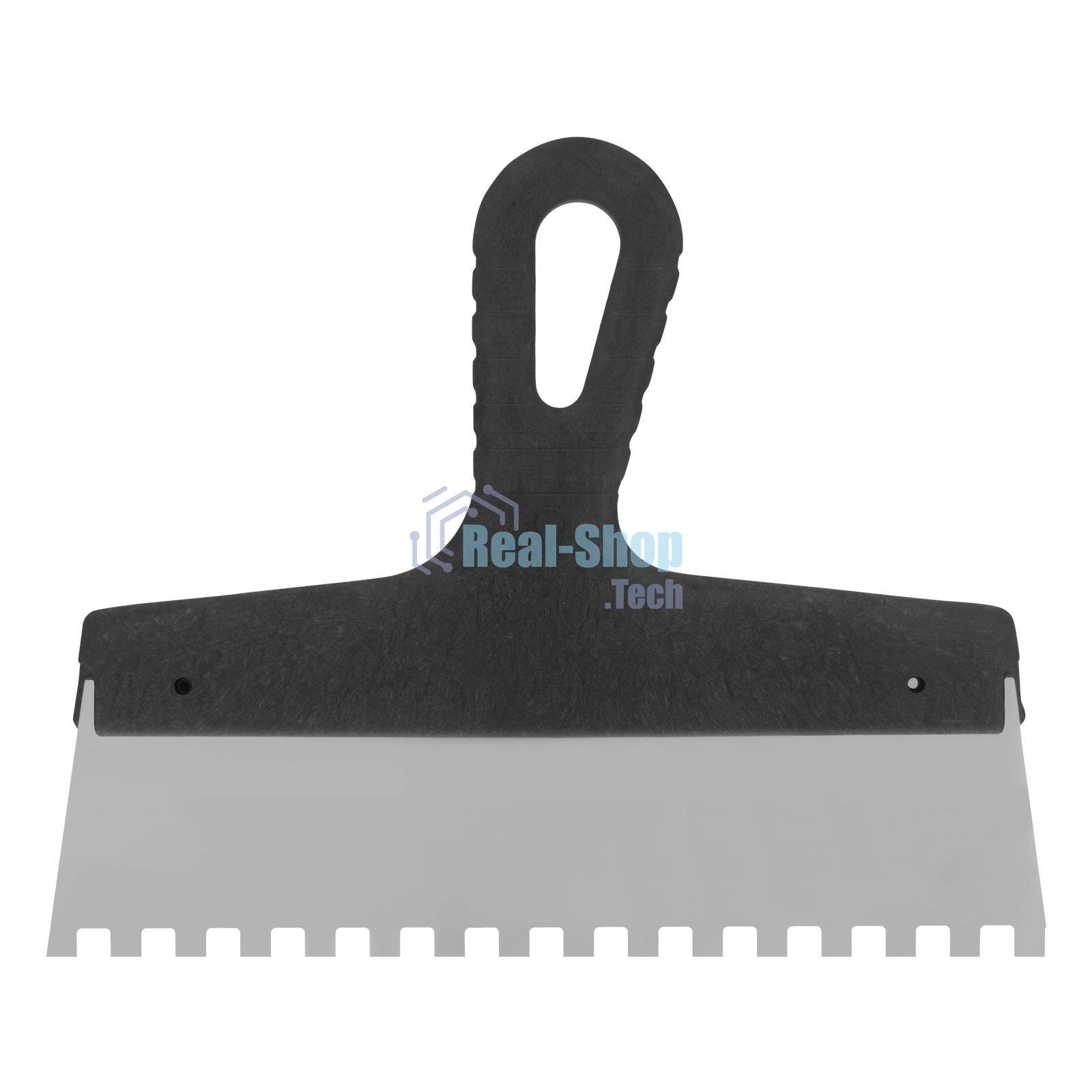 Шпатель из нержавеющей стали Сибртех 250 мм, зуб 8х8 мм, пластмассовая ручка