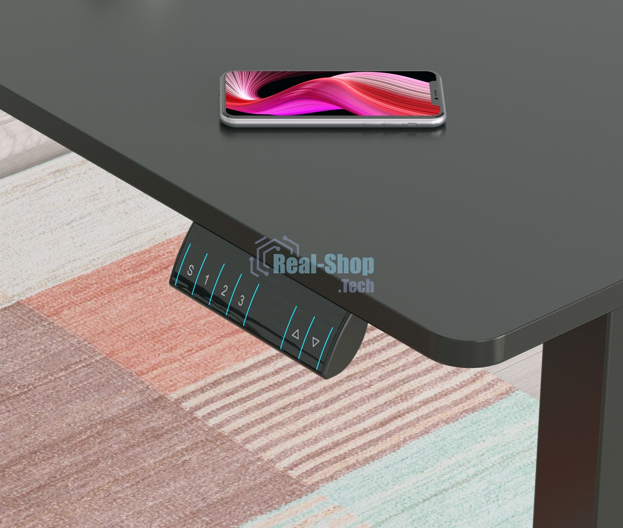 Стол компьютерный Cactus угловой подъемный столешница МДФ черный каркас черный 1600х1400х720х1180 мм (CS-EDXL-BBK)