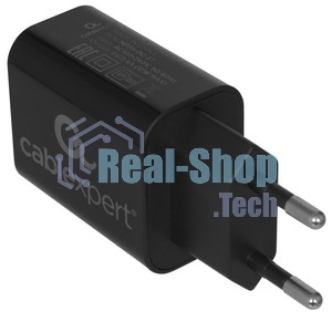Сетевое зарядное устройство Cablexpert MP3A-PC-37 USB 2 порта, 2.4A, черный + кабель 1м Type-C