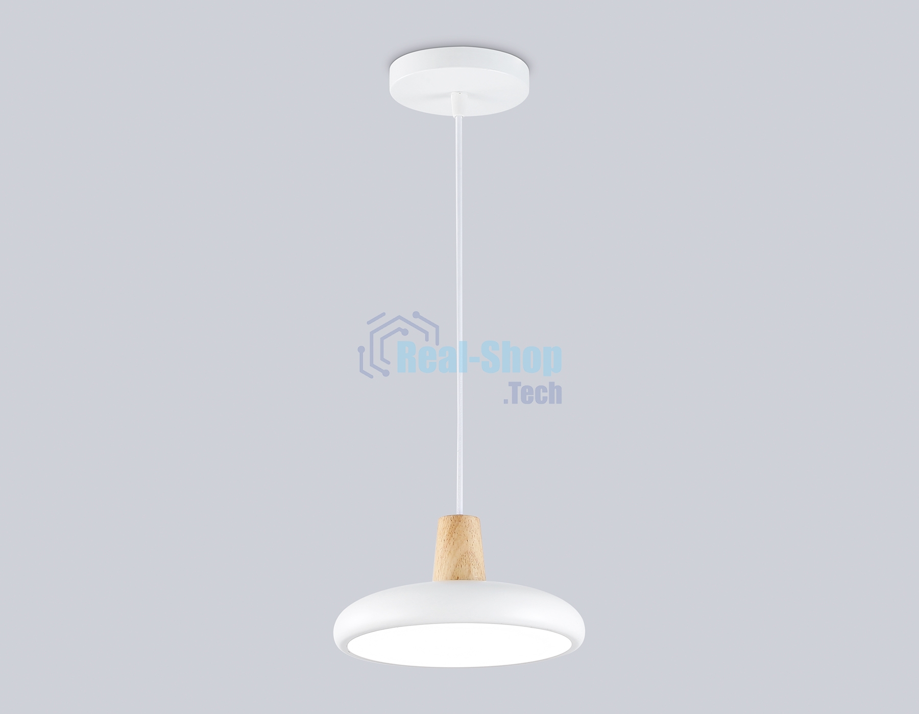 Светильник Ambrella light FL4838 WH/WD белый/дерево 24W 3000-6000K D200*800 (без ПДУ)