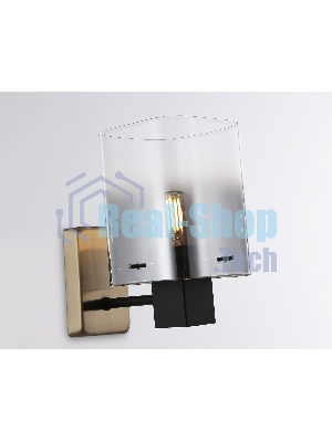 Настенный светильник Ambrella light LH57045 BK/DBS/SM черный/темная латунь/дымчатый E14 max 40W 195*110*185