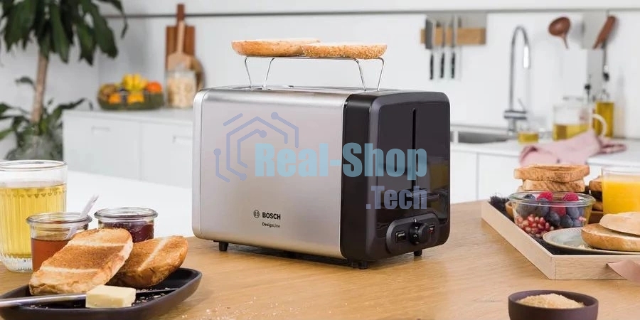 Тостер Bosch TAT4P420 нержавеющая сталь, 970 Вт, 2 слота