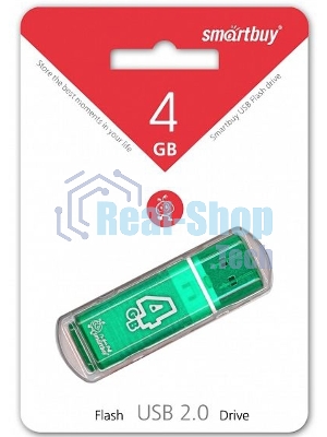 Флешка USB Smartbuy Glossy series Green (SB4 GbGS-G), 4Gb, USB 2.0, R/W 25/15, зеленый