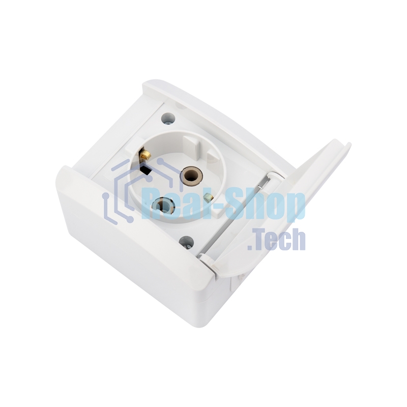 Розетка Kranz одноместная (керамика) INDUSTRIAL IP54 с заземлением, о/у, белая