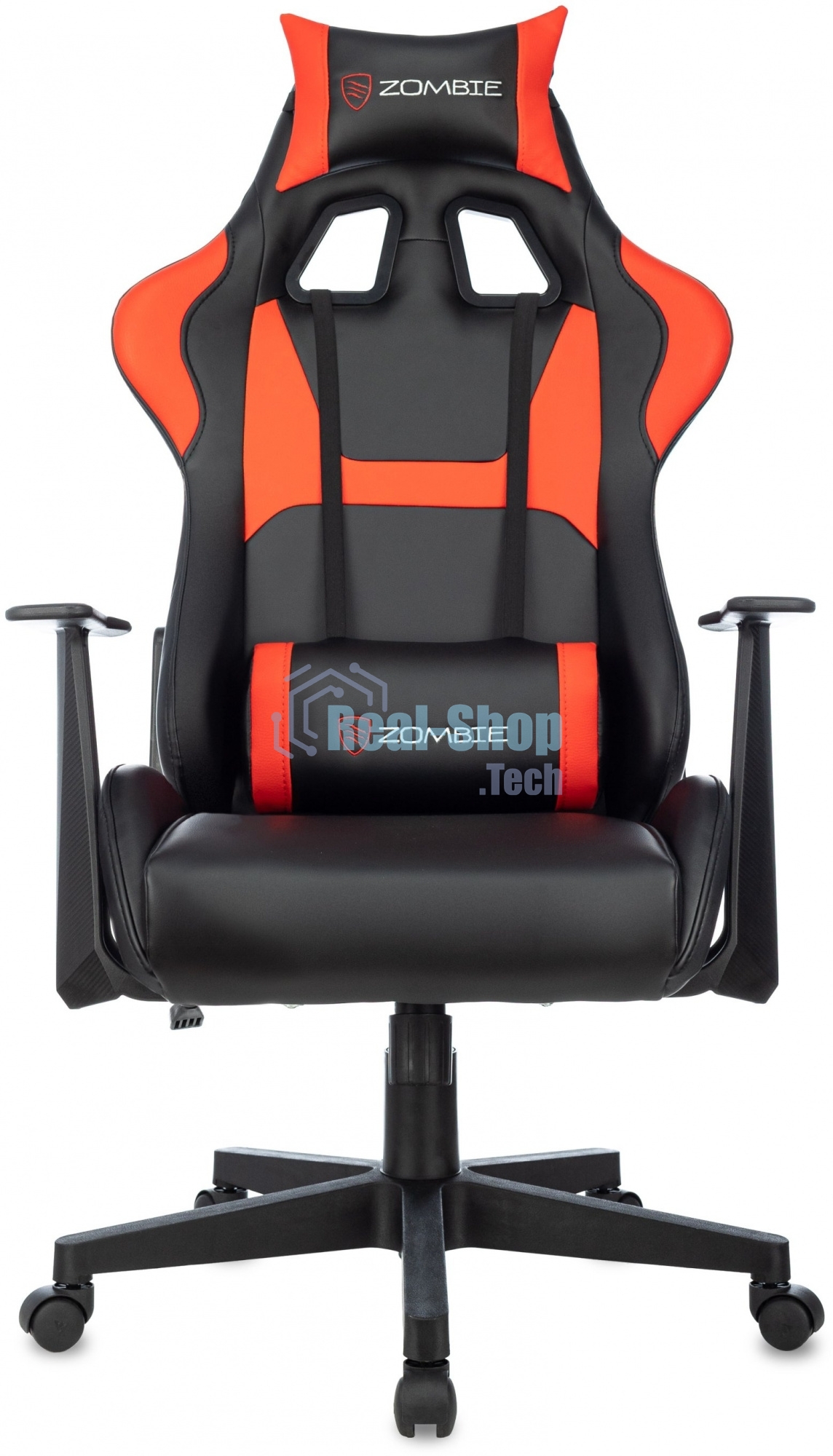 Кресло игровое Zombie Game Penta черный/красный эко.кожа с подголов. крестов. пластик