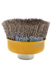 Щетка для УШМ Denzel 75 мм, М14, чашка, витая нержавеющая проволока 0,3 мм