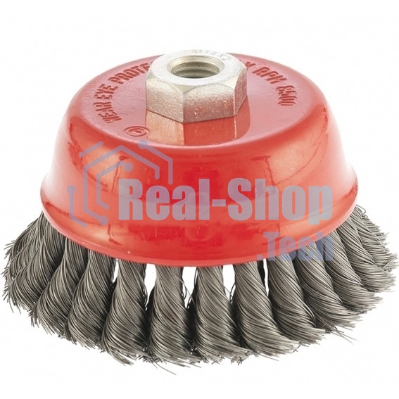 Щетка Matrix для УШМ, 75 мм, М14, Чашка, крученая проволока 0,8 мм