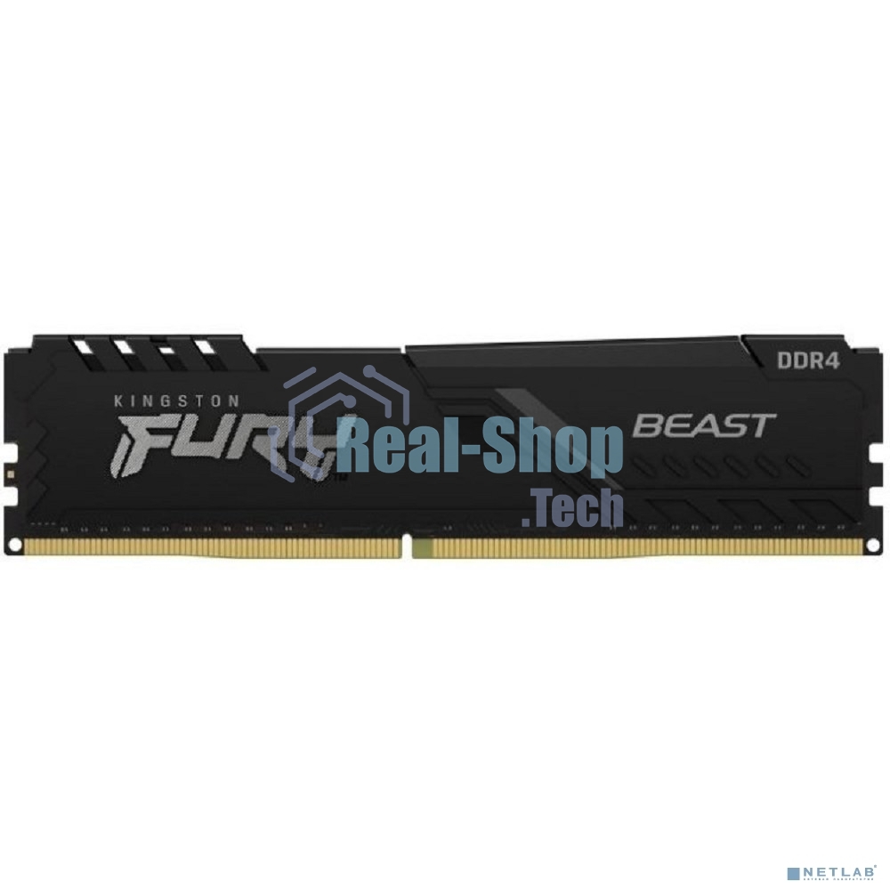 Оперативная память Kingston Fury Beast, 8GB (1x8GB), DDR4, 3200MHz, CL16, DIMM, с радиатором, черный