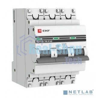 Выключатель автоматический EKF mcb4763-3-20C-pro 3P 20А (C) 4,5kA ВА 47-63 EKF PROxima