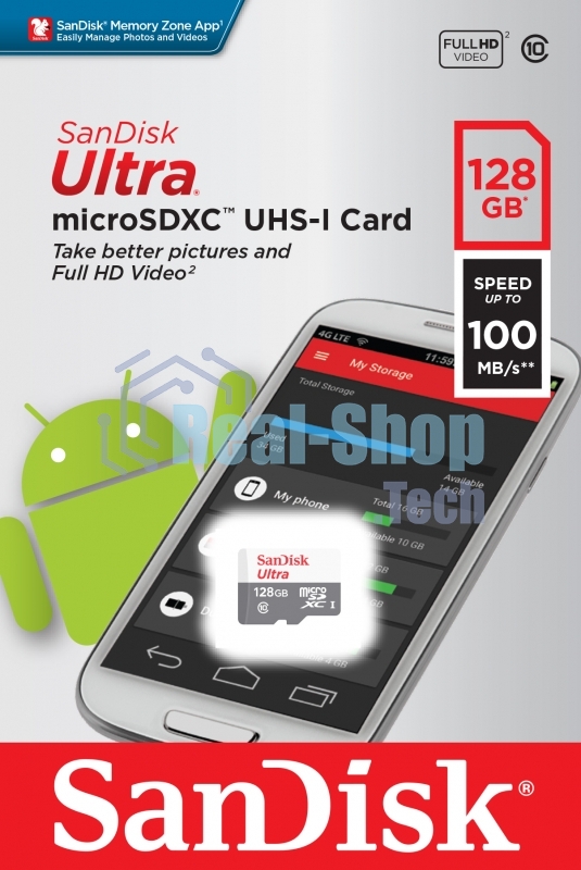 Флеш карта microSD 128Gb SanDisk microSDXC Class 10 Ultra UHS-I A1 140Mb/s