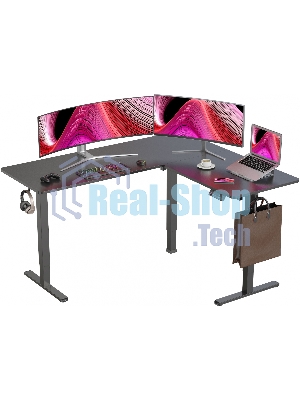 Стол компьютерный Cactus угловой подъемный столешница МДФ черный каркас черный 1600х1400х720х1180 мм (CS-EDXL-BBK)