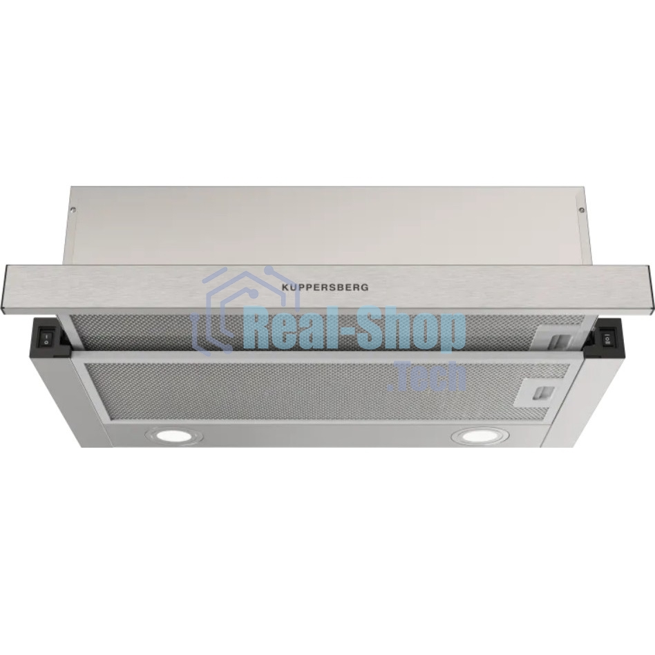 Встраиваемая вытяжка Kuppersberg SLIMDUAL 60 W, телескопическая, 60 см, High-Tech, макс. Производительность 750 м3/ч, 2 скорости, механическое управление, светодиодное освещение, уровень шума 51 дБ, нержавеющая сталь