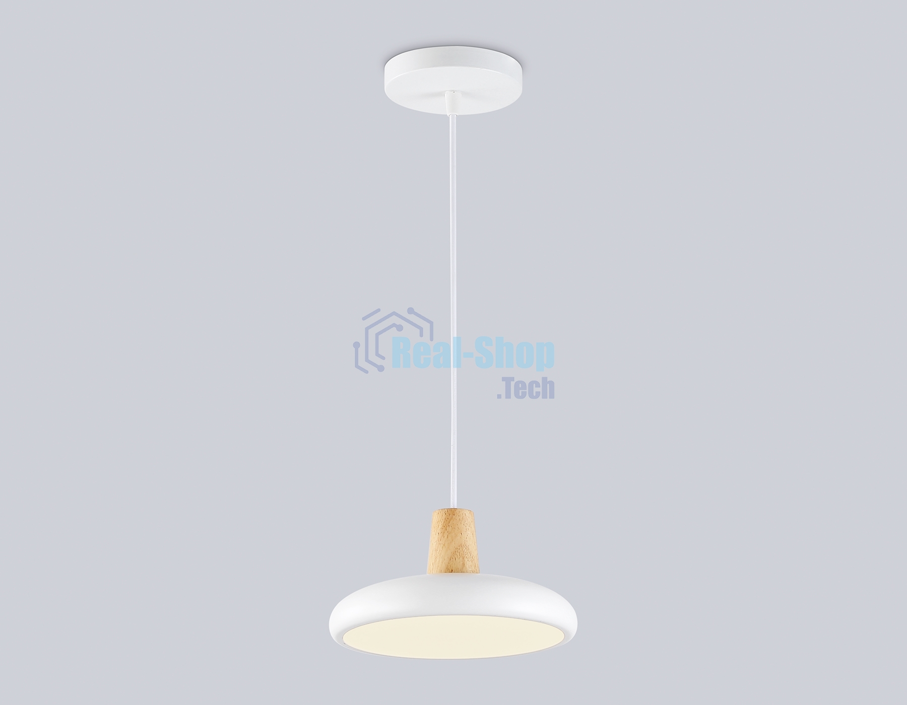 Светильник Ambrella light FL4838 WH/WD белый/дерево 24W 3000-6000K D200*800 (без ПДУ)