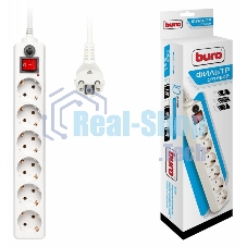Сетевой фильтр Buro 600SH-1.8-W 1.8 м (6 розеток) белый (коробка)