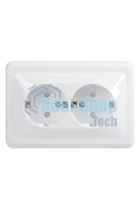 Розетка 2-м СП Вега РСш12-3-ВБ с заземл. контактом и защ. штор 16А белый ИЭК ERV24-K01-16-DM