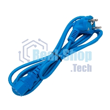 Кабель питания Cablexpert PC-186-VDE-B-1.8M, Schuko-C13, 3x0.75мм2, 10A, с заземлением, медь, 1.8м, синий, пакет