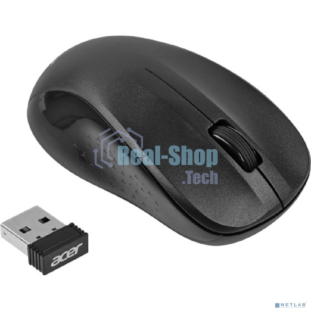 Мышь беспроводная Acer OMR302 черный, 1200 dpi, радиоканал, USB, кнопки - 3