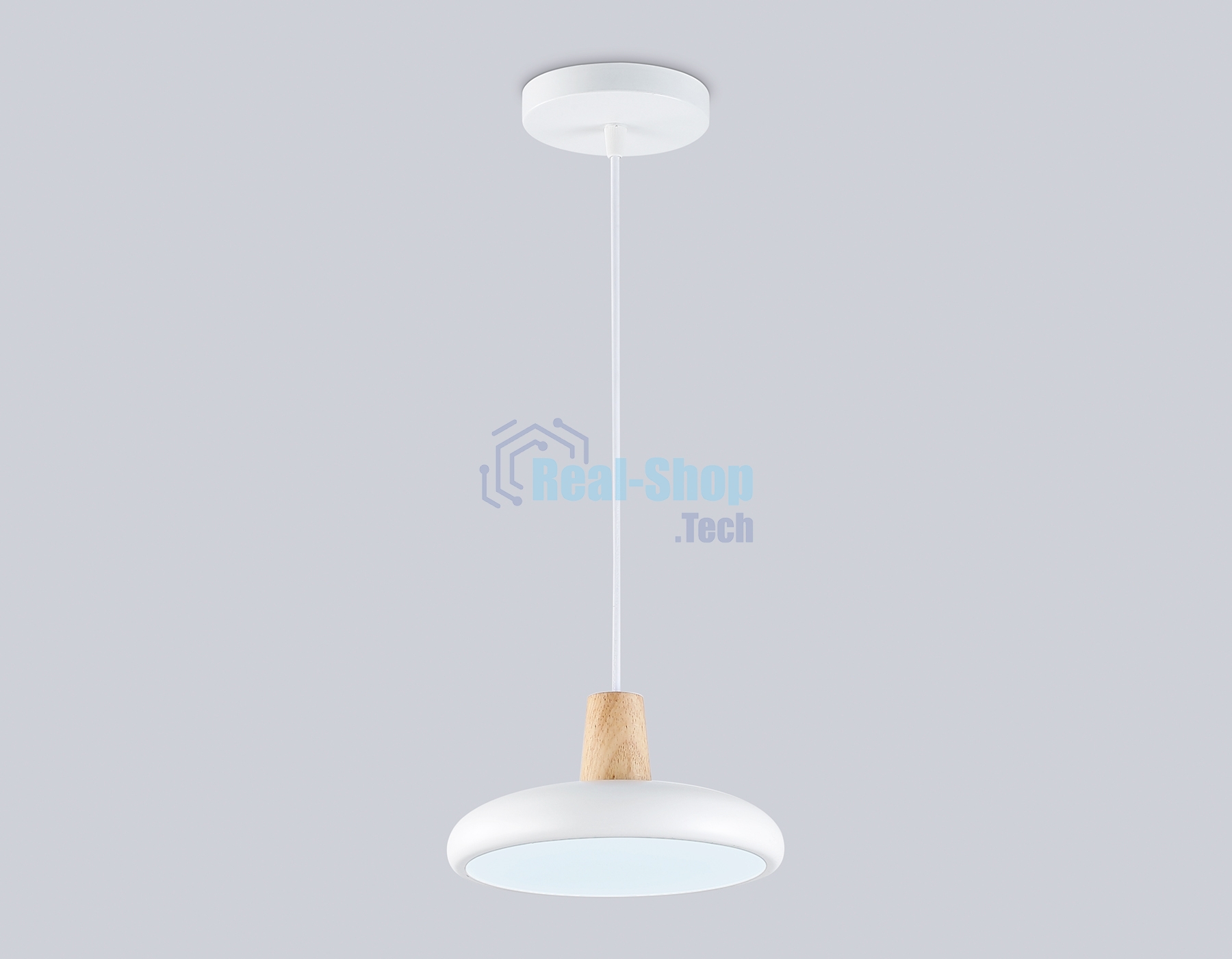Светильник Ambrella light FL4838 WH/WD белый/дерево 24W 3000-6000K D200*800 (без ПДУ)