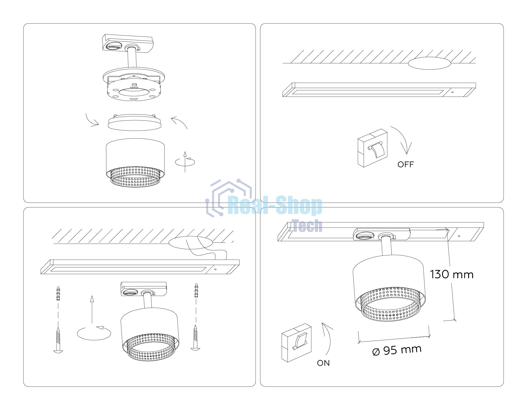 Трековый однофазный светильник Ambrella light GL5381 BK/GD черный/золото GX53 max 12W D95*130