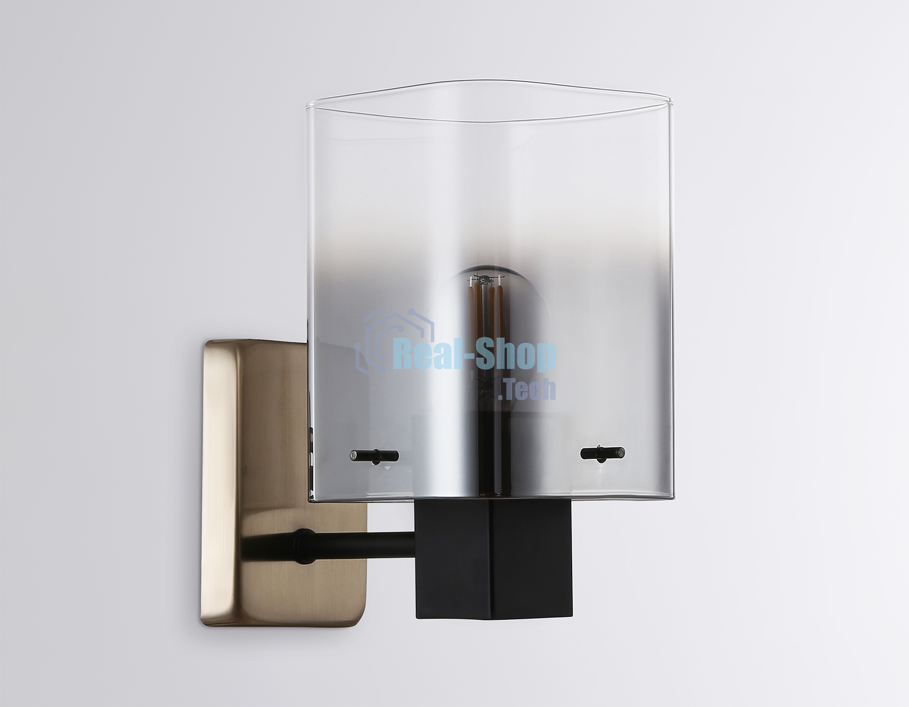 Настенный светильник Ambrella light LH57045 BK/DBS/SM черный/темная латунь/дымчатый E14 max 40W 195*110*185