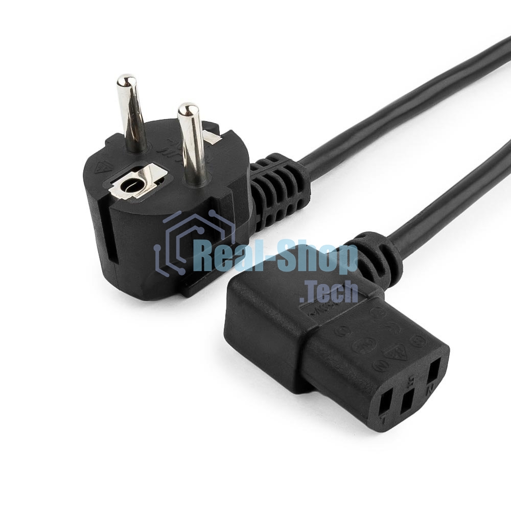 Кабель питания Gembird 1.8м, VDE(0.75мм), черный, угловой разъем, с зазем., пакет PC-186A-VDE