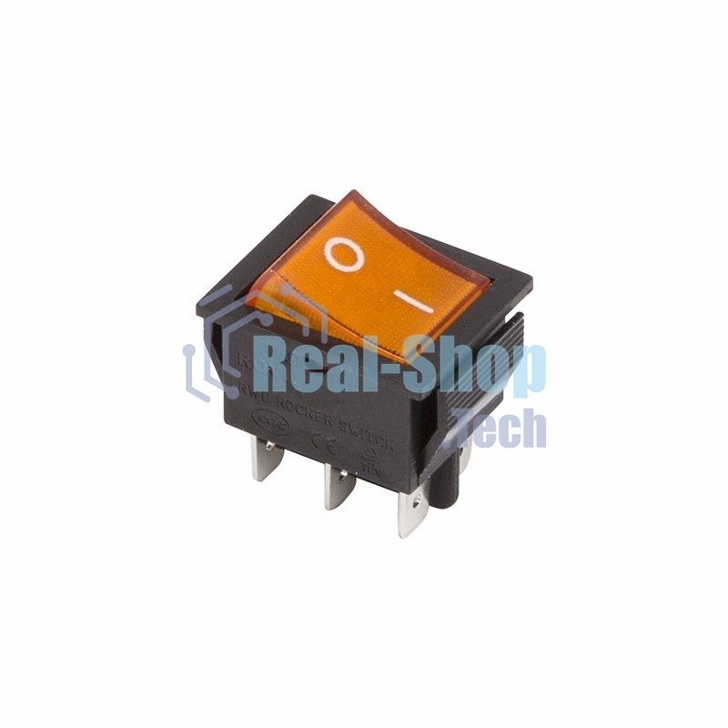 Выключатель клавишный Rexant 250V 15А (6с) ON-ON желтый с подсветкой