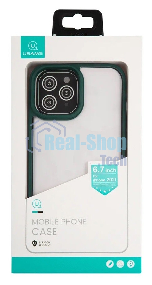 Чехол для Apple iPhone 13 Pro Max Usams US-BH771 прозрачный/зеленый (УТ000028123)