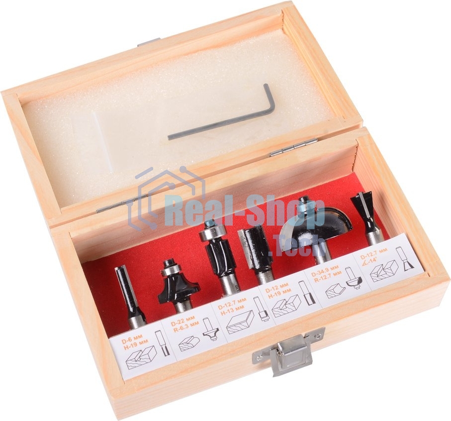 Набор фрез по дереву 6шт.(хвостовик 8мм)