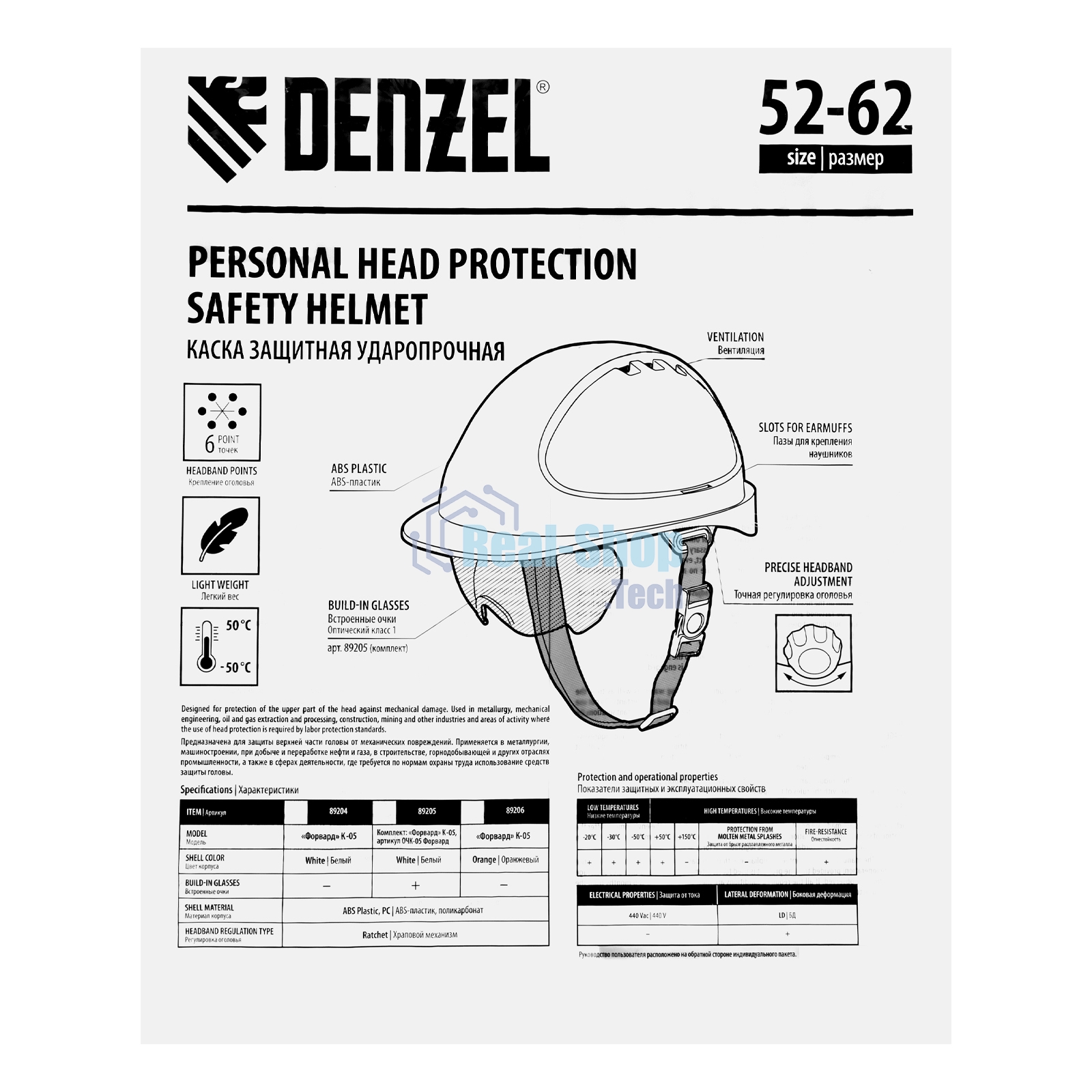 Каска защитная Denzel ударопр.