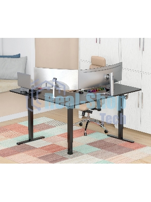 Стол компьютерный Cactus угловой подъемный столешница МДФ черный каркас черный 1600х1400х720х1180 мм (CS-EDXL-BBK)