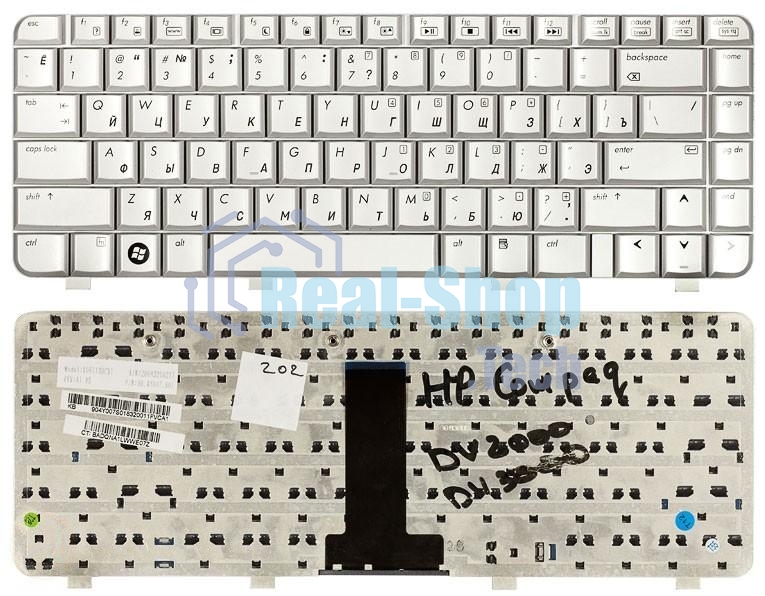 Клавиатура для ноутбука HP Pavilion DV2000, HP Compaq Presario V3000 серебристая