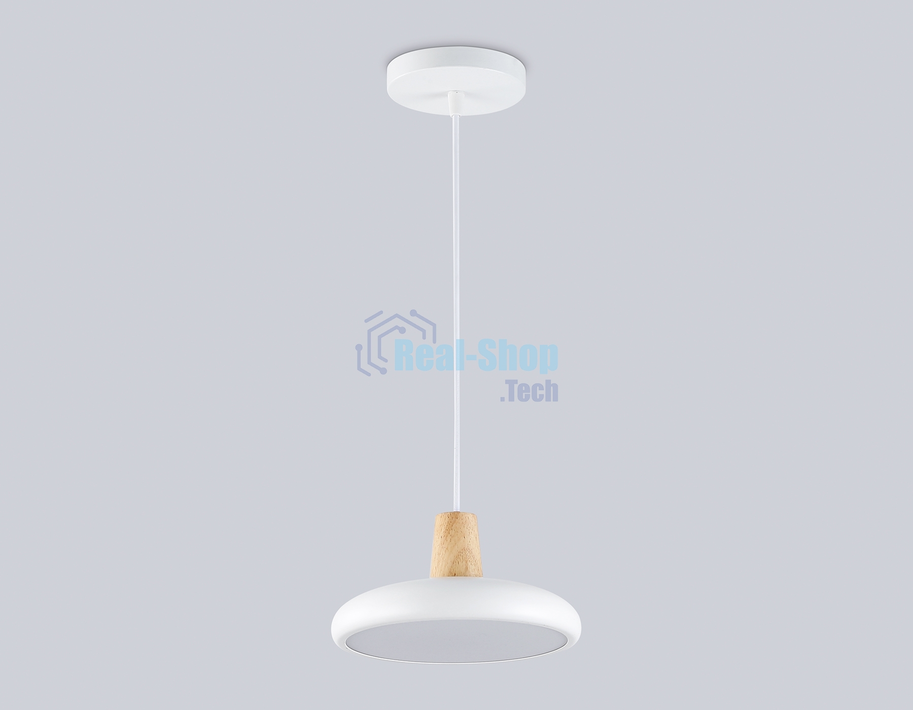 Светильник Ambrella light FL4838 WH/WD белый/дерево 24W 3000-6000K D200*800 (без ПДУ)