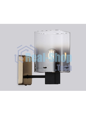 Настенный светильник Ambrella light LH57045 BK/DBS/SM черный/темная латунь/дымчатый E14 max 40W 195*110*185