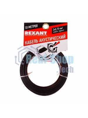 Кабель акустический Rexant 2х0,75 м м², красно-черный, мини-бухта 10 м