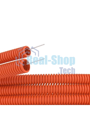 Труба гофрированная ПНД d16мм тяжелая с протяж. оранж. (уп.100м) ДКС 71516