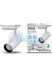 Светильник трековый цилиндр Gauss 32W 2940lm 4000K 180-220V IP20 75x216мм белый линза 36º LED