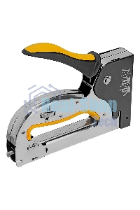 Степлер Denzel металл., скобы в комплекте, плавная регулировка удара, 2К рукоятка, тип 53, 4-14 мм